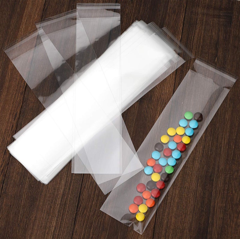NObranded 100 pcs Clear 2" x 10" Long Self Seal Cello Cellophane Bags Resealable Poly Bags 2.8 mils for Bakery Cookies Candles Christmas Halloween Party Decorative Pretzel Sticks - Image 2